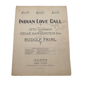 Vintage Sheet Music 1924 Indian Love Call Piano Voice Hammerstein